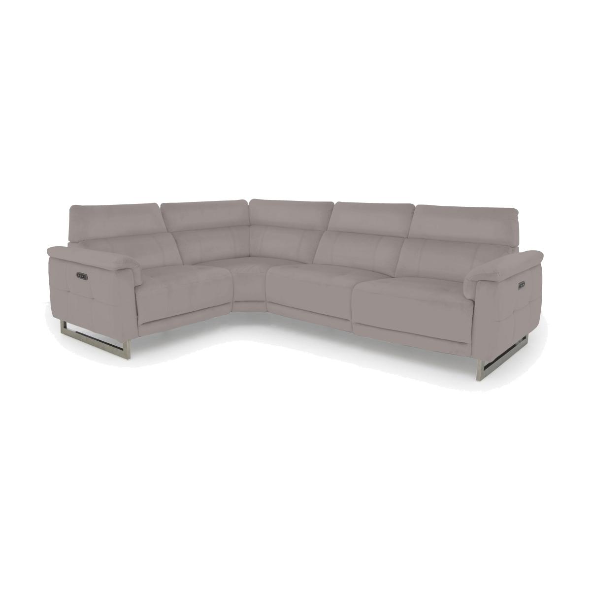 Moet Leather Power Recliner Left Hand Facing Corner Sofa with Telescopic Headrests - Lead Grey – image 1