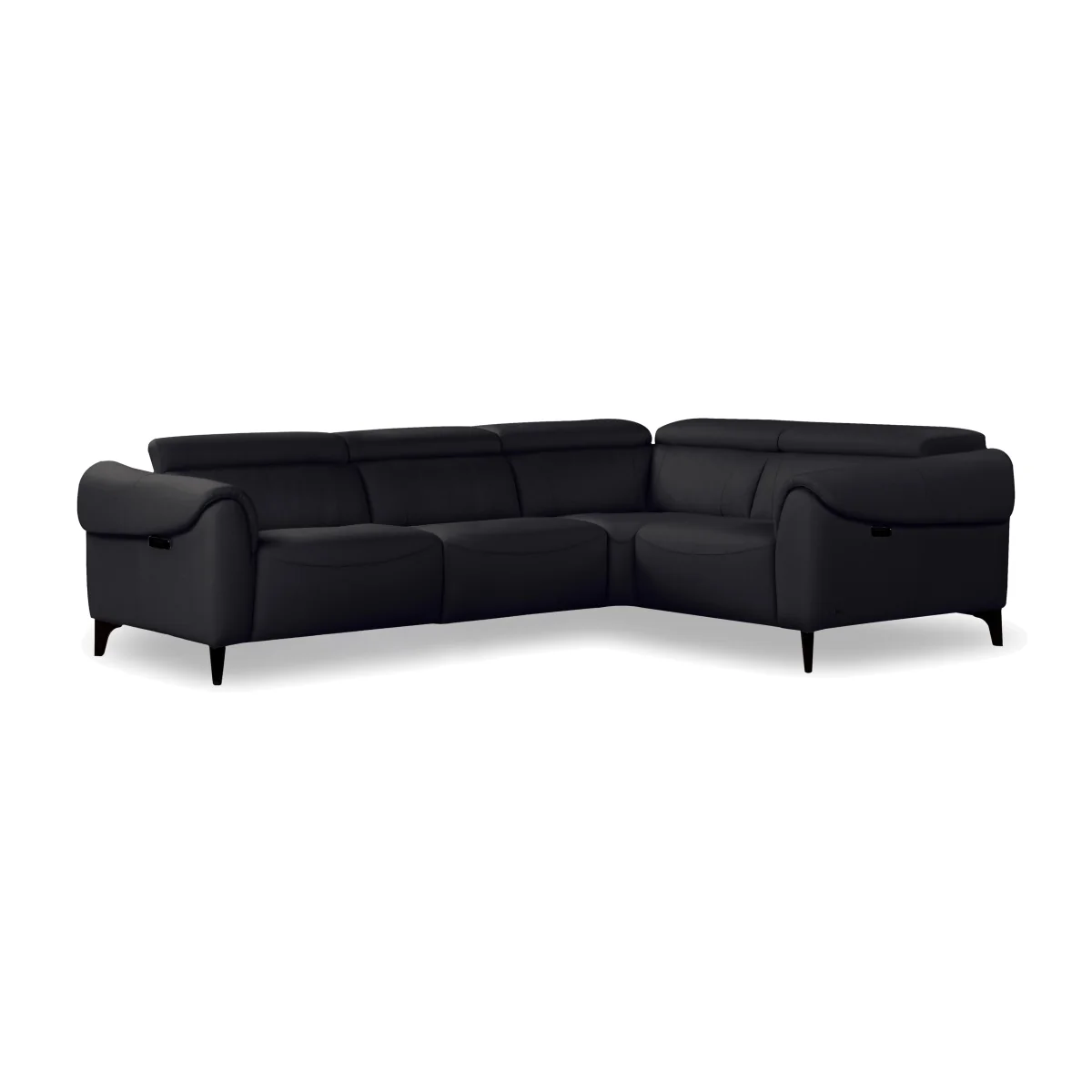 Nicole Small Leather Power Recliner Corner Sofa with Power Headrests and Power Lumbar - Torello Nero - Sofas and Armchairs - In Time for Christmas – image 1