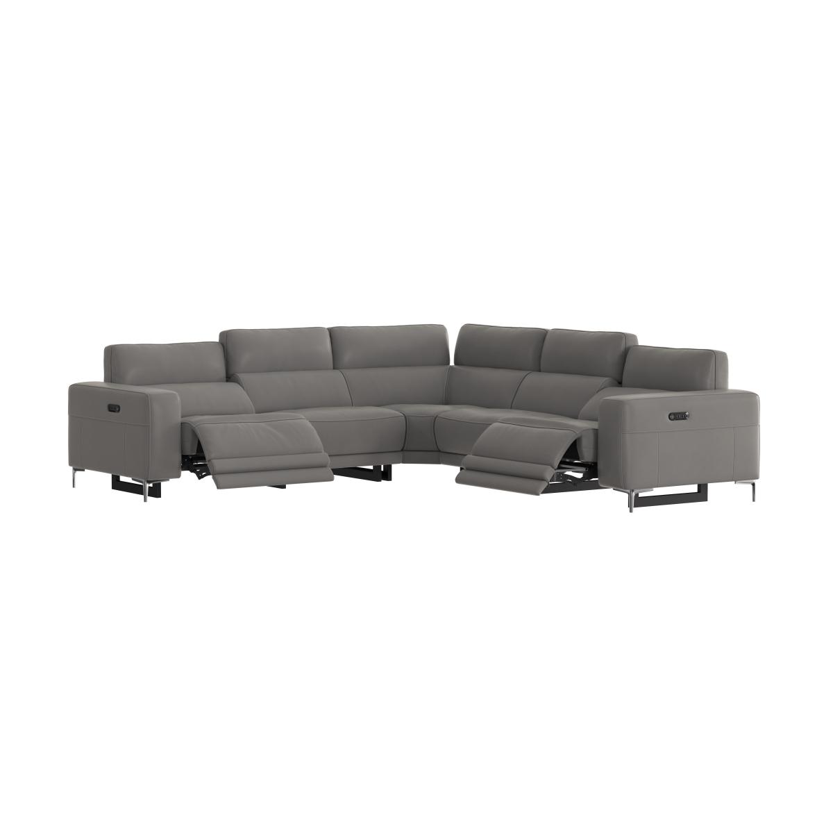 Adama Large Leather Power Recliner Corner Sofa with Telescopic Headrests - Grey- World of Leather – image 11