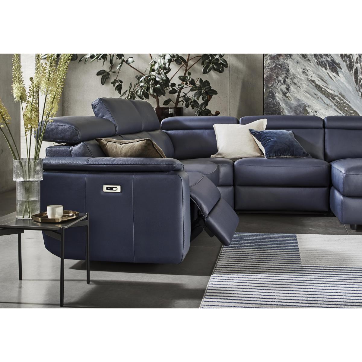 Nicoletti Italia - Davide Large Leather Right Hand Facing Corner Sofa with Chaise End - Torello Taupe – image 4