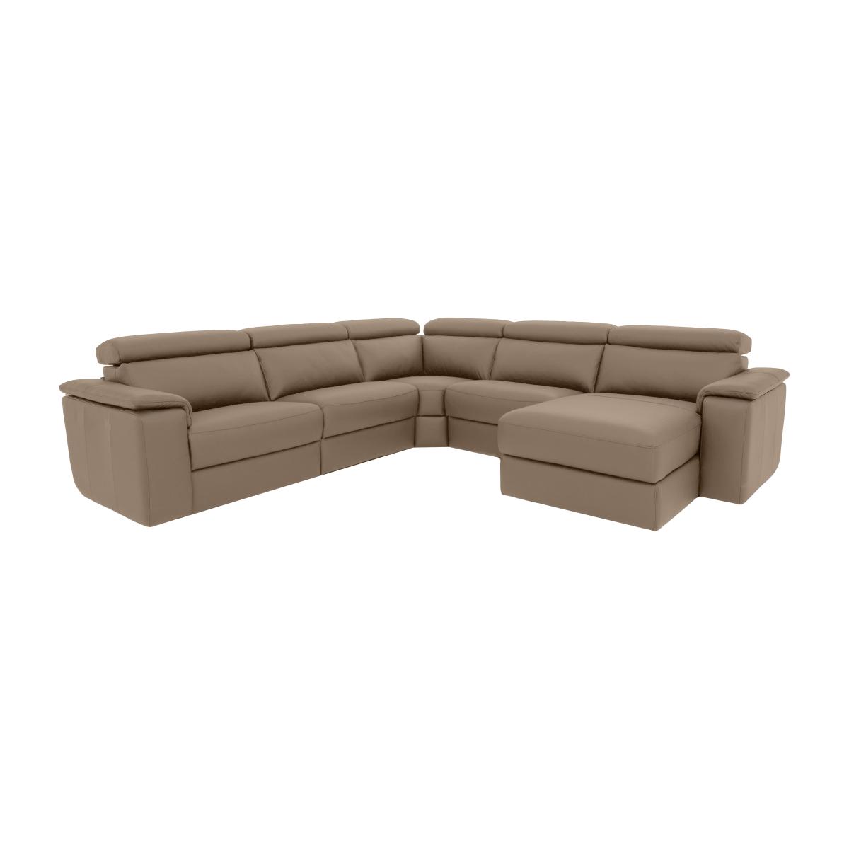 Nicoletti Italia - Davide Large Leather Right Hand Facing Corner Sofa with Chaise End - Torello Taupe – image 1