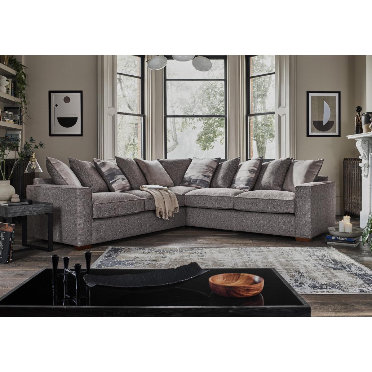 Cory Large Fabric Corner Scatter Back Sofa - Natural – image 2