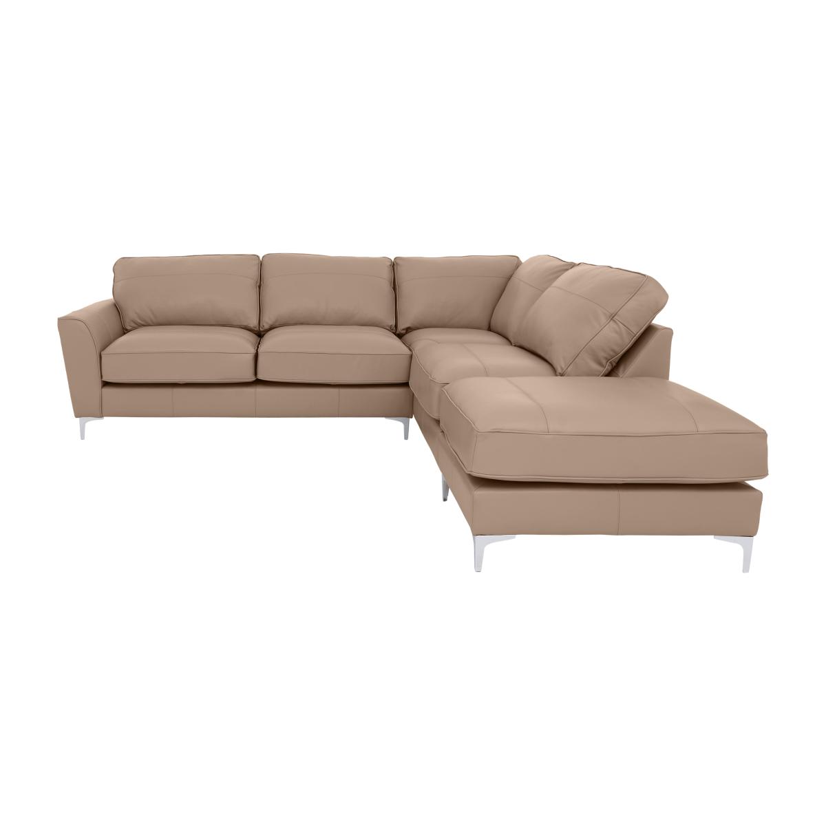Legend Classic Back Leather Right Hand Facing Corner Sofa with Dark Feet - Verona Stone – image 1