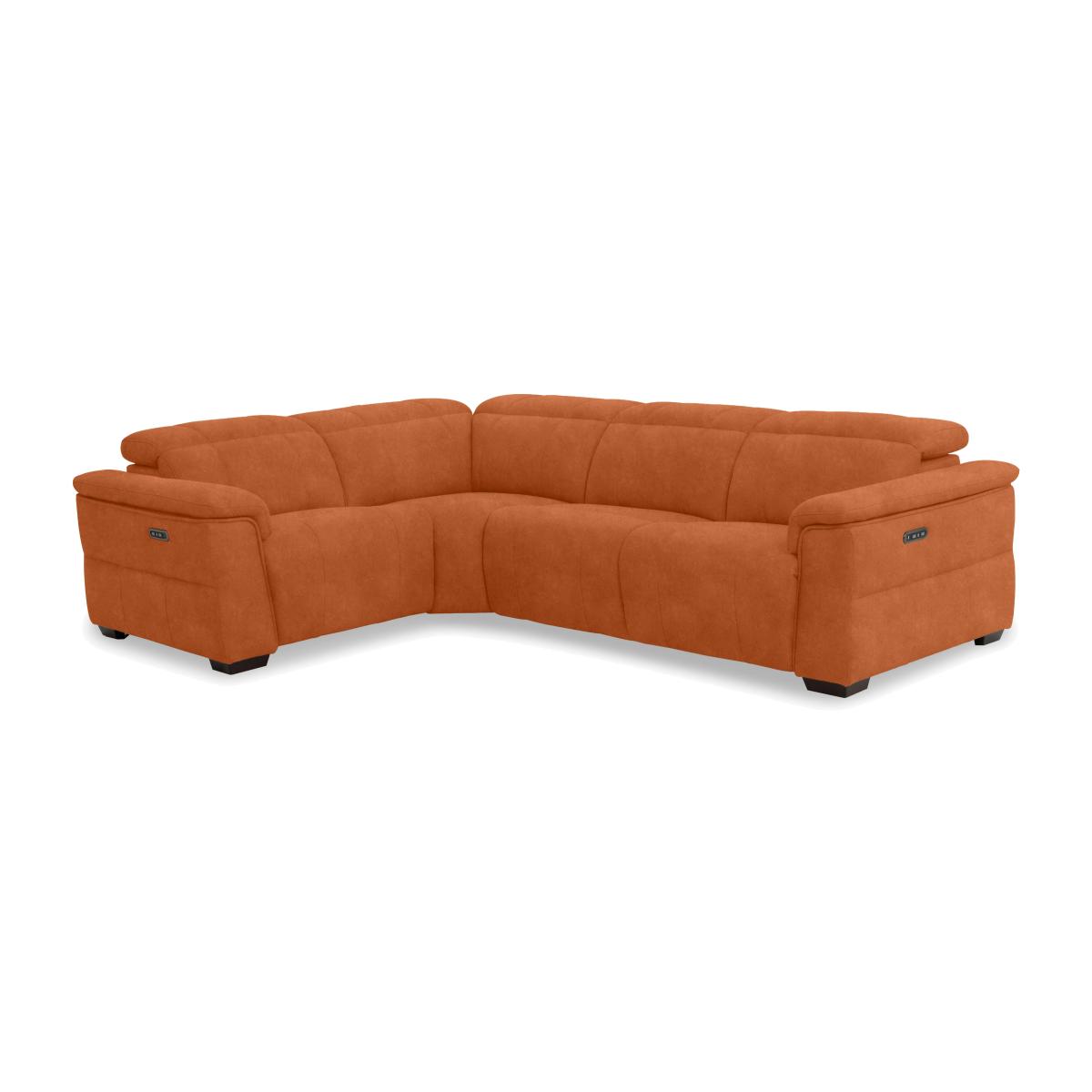 Inca Fabric Double Power Recliner Left Hand Facing Corner Sofa with Power Headrests - Dexter Pumpkin