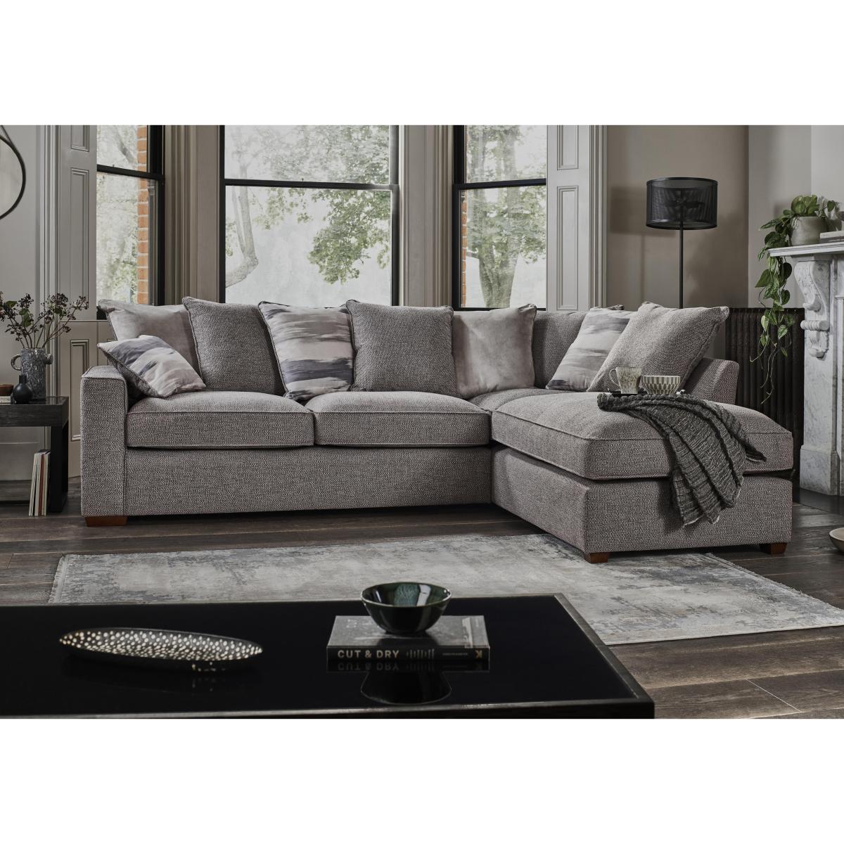 Cory Fabric Corner Chaise Scatter Back Sofa - Silver – image 2
