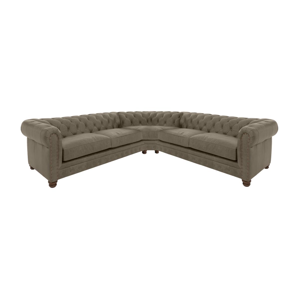 Alexander and James - Chesterfield Collection Hugo Large Leather Corner Sofa - Bluster with Studs - Dark Feet