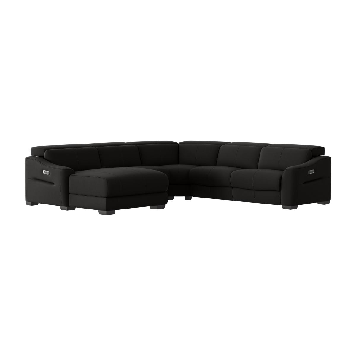 Xavier BV Leather Left Hand Facing Corner Chaise Power Recliner Sofa with Headrests - Classic Black – image 1