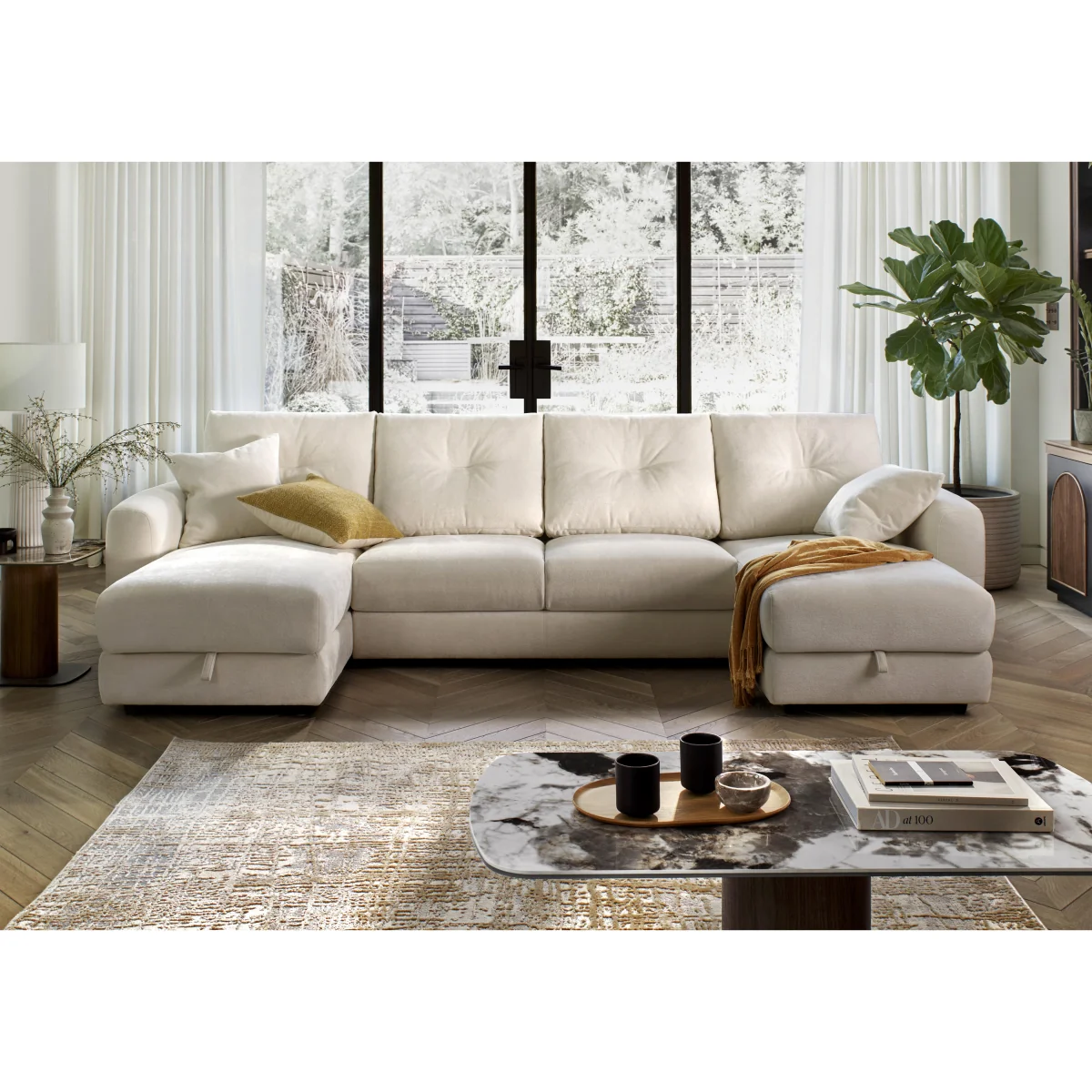 Nest Large Fabric U-Shaped Corner Sofa with Double Storage Chaises - Sofas and Armchairs - In Time for Christmas – image 2