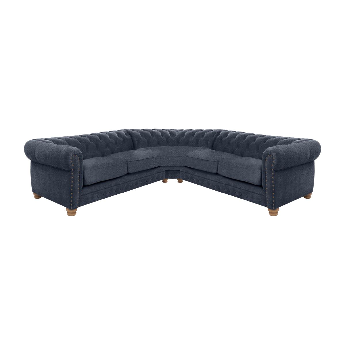 Alexander and James - Chesterfield Collection Hugo Large Fabric Corner Sofa - Linen Denim with Studs - Oak Feet