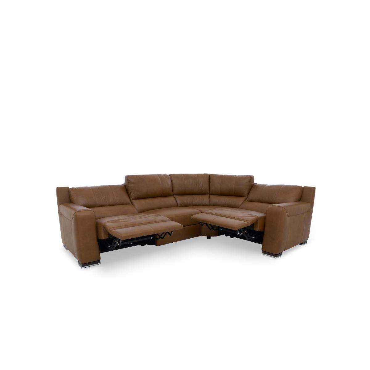 Viali Leather Left Hand Facing Corner Sofa with Power Recliner – image 6