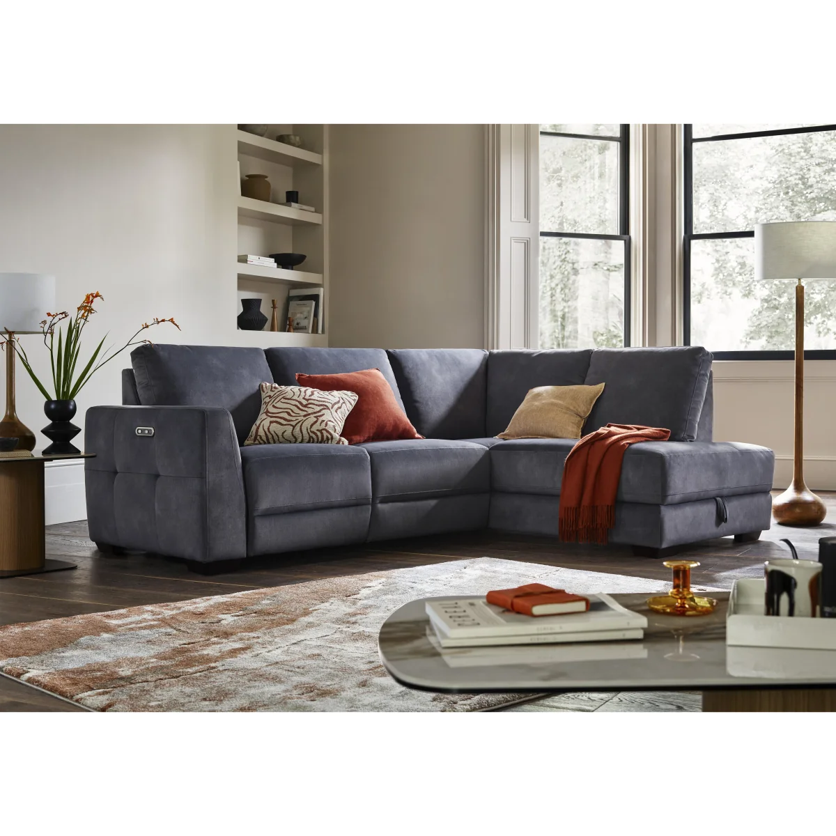 Dinky Fabric Power Recliner Left Hand Facing Corner Sofa with Storage Chaise End - Dexter Shadow - Sofas and Armchairs - In Time for Christmas – image 2