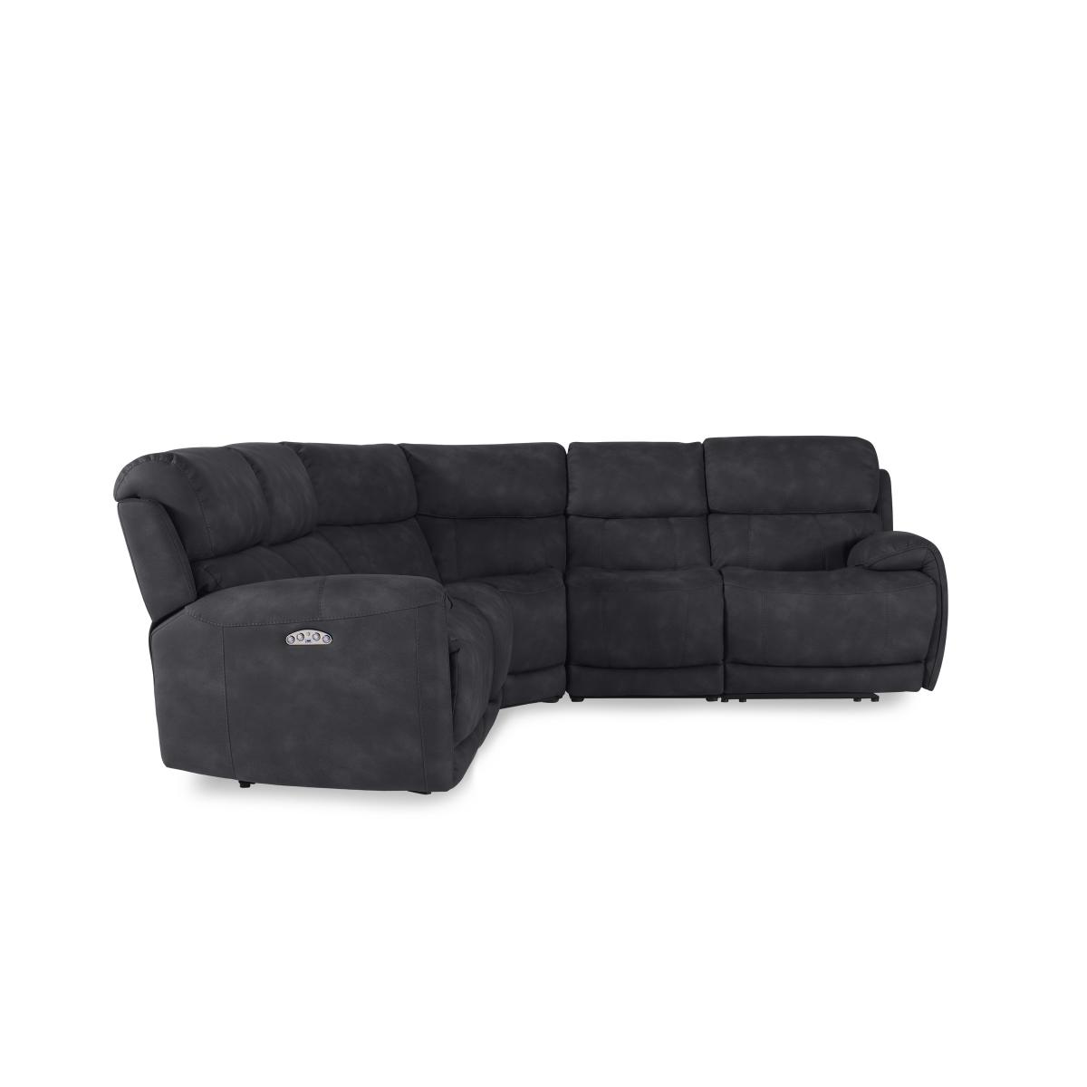 Link Fabric Large Power Recliner Corner Sofa with Power Headrests - R23 Blue – image 5