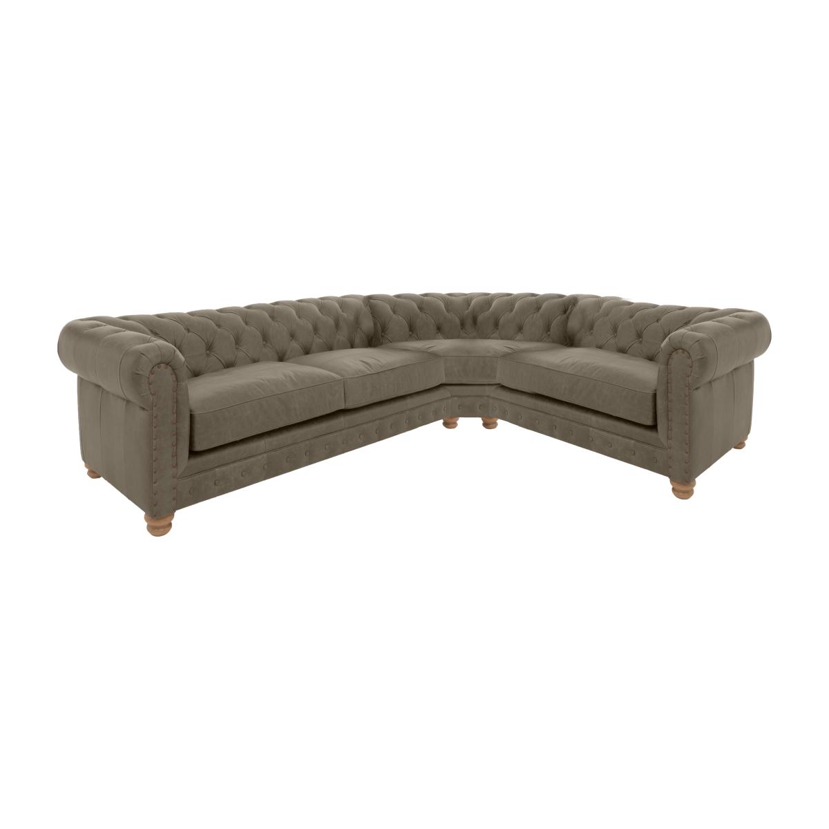 Alexander and James - Chesterfield Collection Hugo Small Leather Right Hand Facing Corner Sofa - Bluster with Studs - Oak Feet
