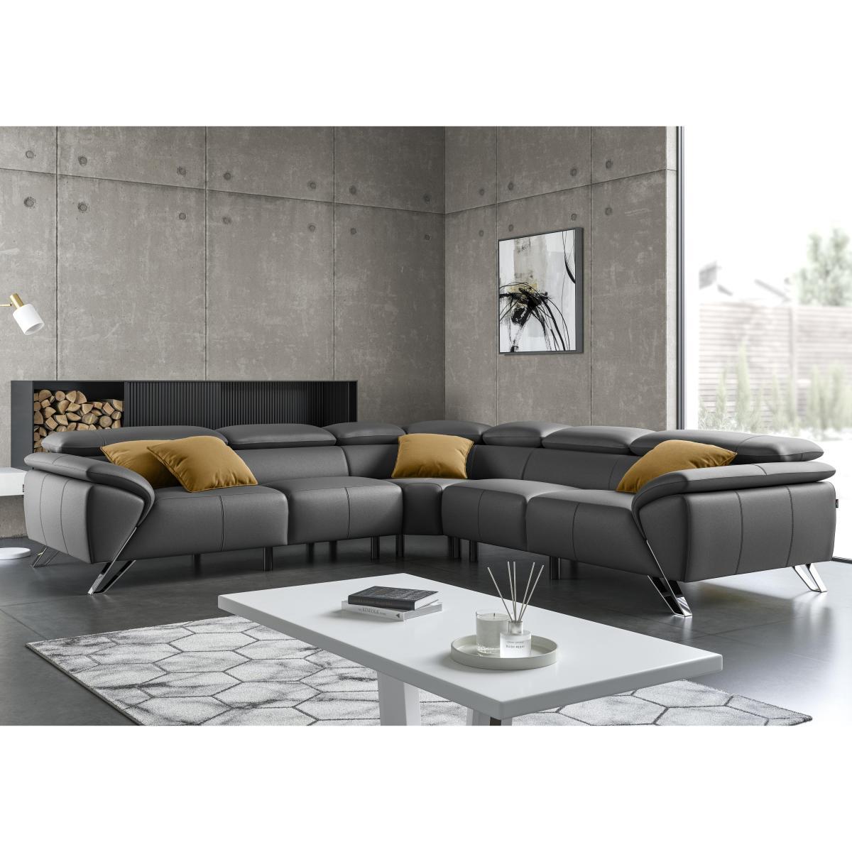 Nicoletti - Tesla Large Leather Corner Sofa - Black – image 2