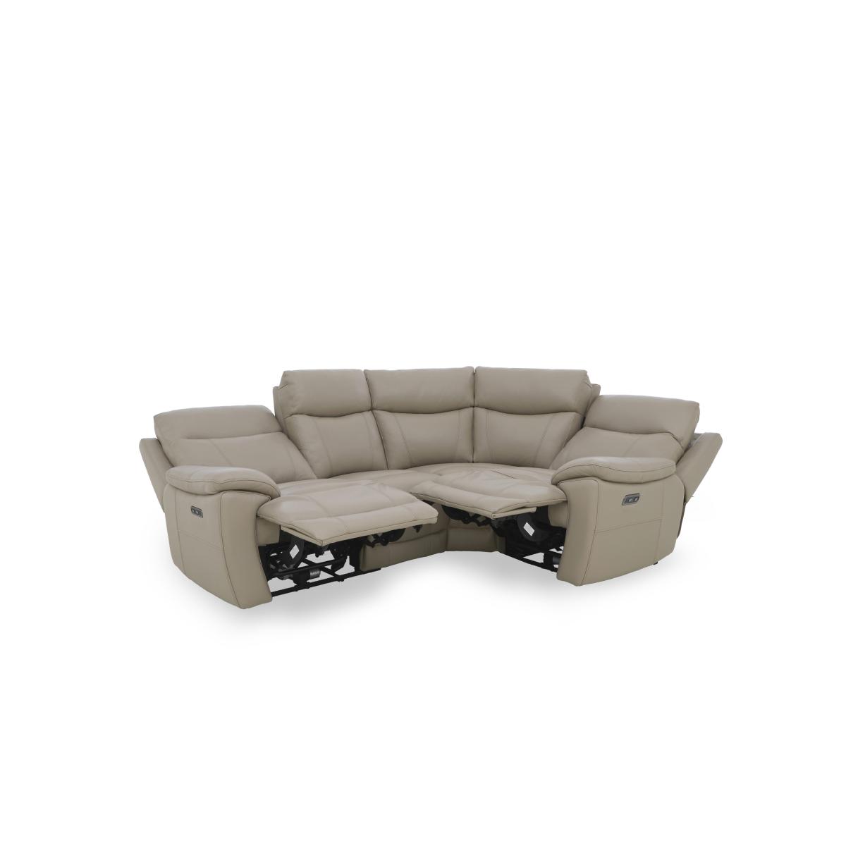 Sloane Leather Small Right Hand Facing Corner Sofa with Power Recliner - Bone China – image 7