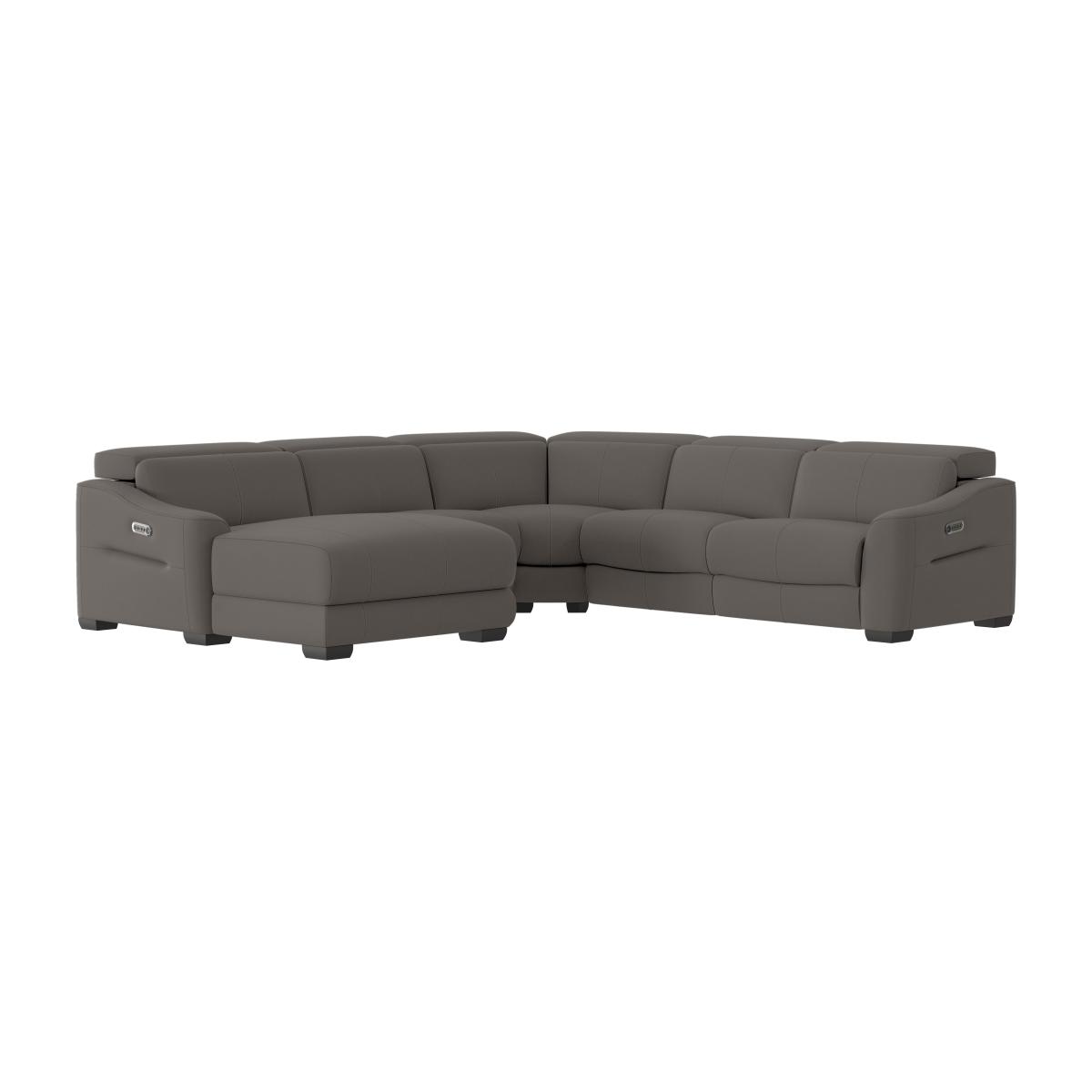Xavier BV Leather Left Hand Facing Corner Chaise Power Recliner Sofa with Headrests - BV Elephant – image 1