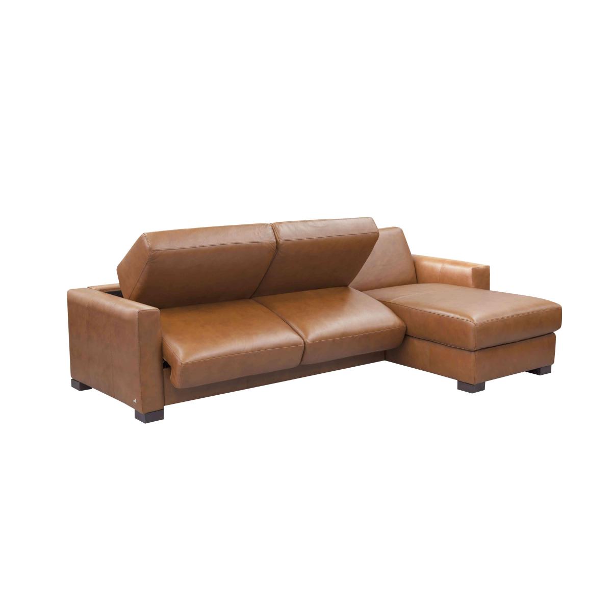 Nicoletti - Alcova 3 Seater Leather Sofa Bed with Storage Right Hand Facing Chaise and Box Arms - Botero Cuoio – image 2