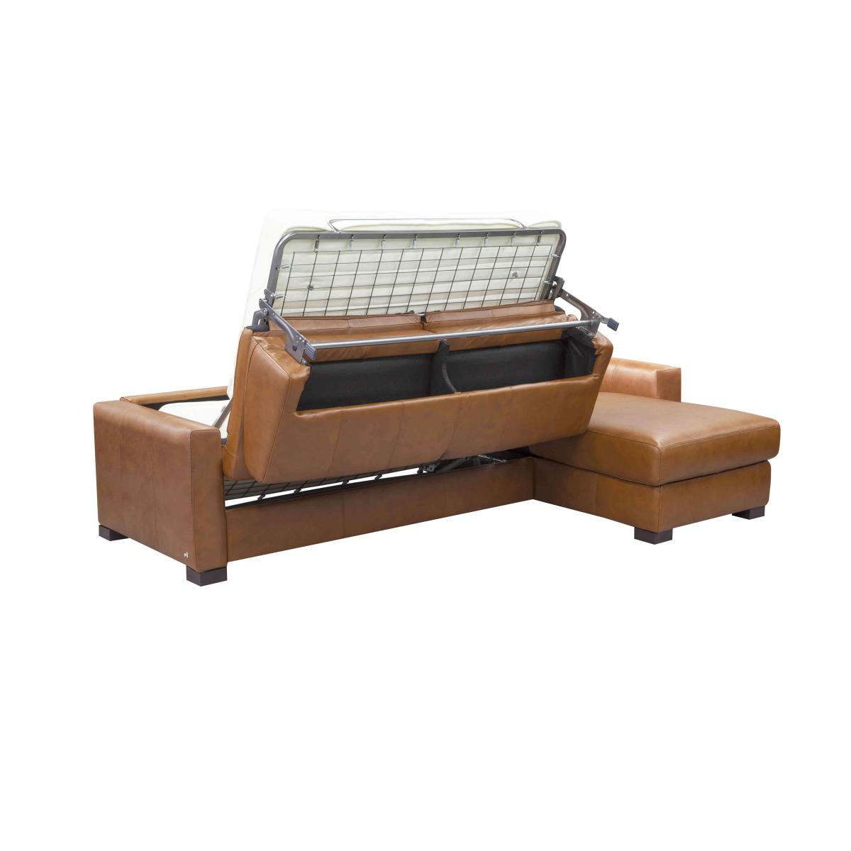 Nicoletti - Alcova 3 Seater Leather Sofa Bed with Storage Right Hand Facing Chaise and Box Arms - Botero Cuoio – image 3