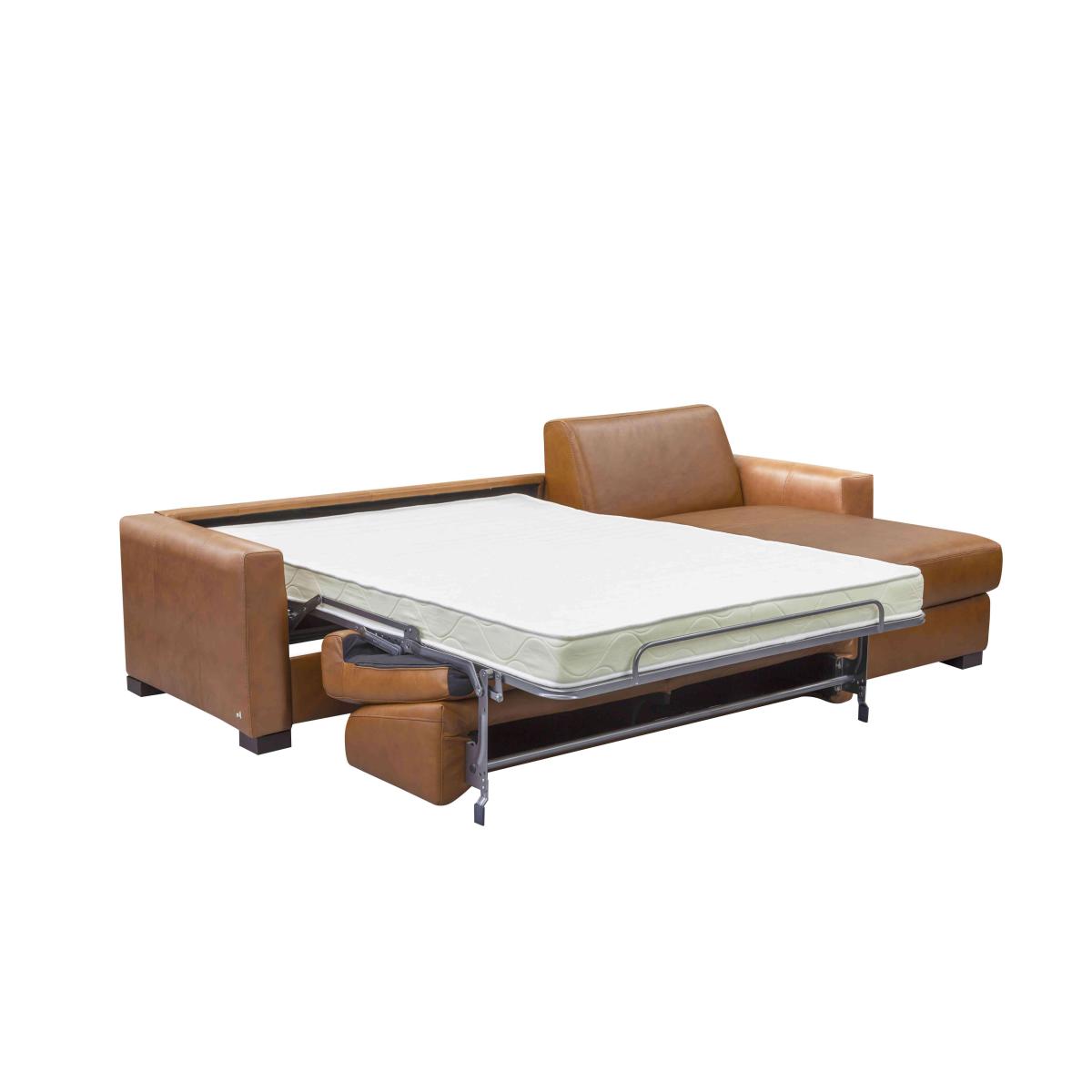Nicoletti - Alcova 3 Seater Leather Sofa Bed with Storage Right Hand Facing Chaise and Box Arms - Botero Cuoio – image 4
