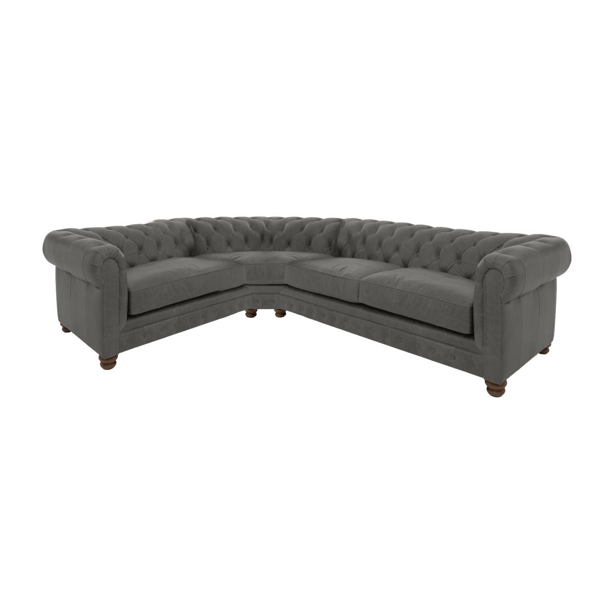 Alexander and James - Chesterfield Collection Hugo Small Leather Left Hand Facing Corner Sofa - Saxon - Dark Feet