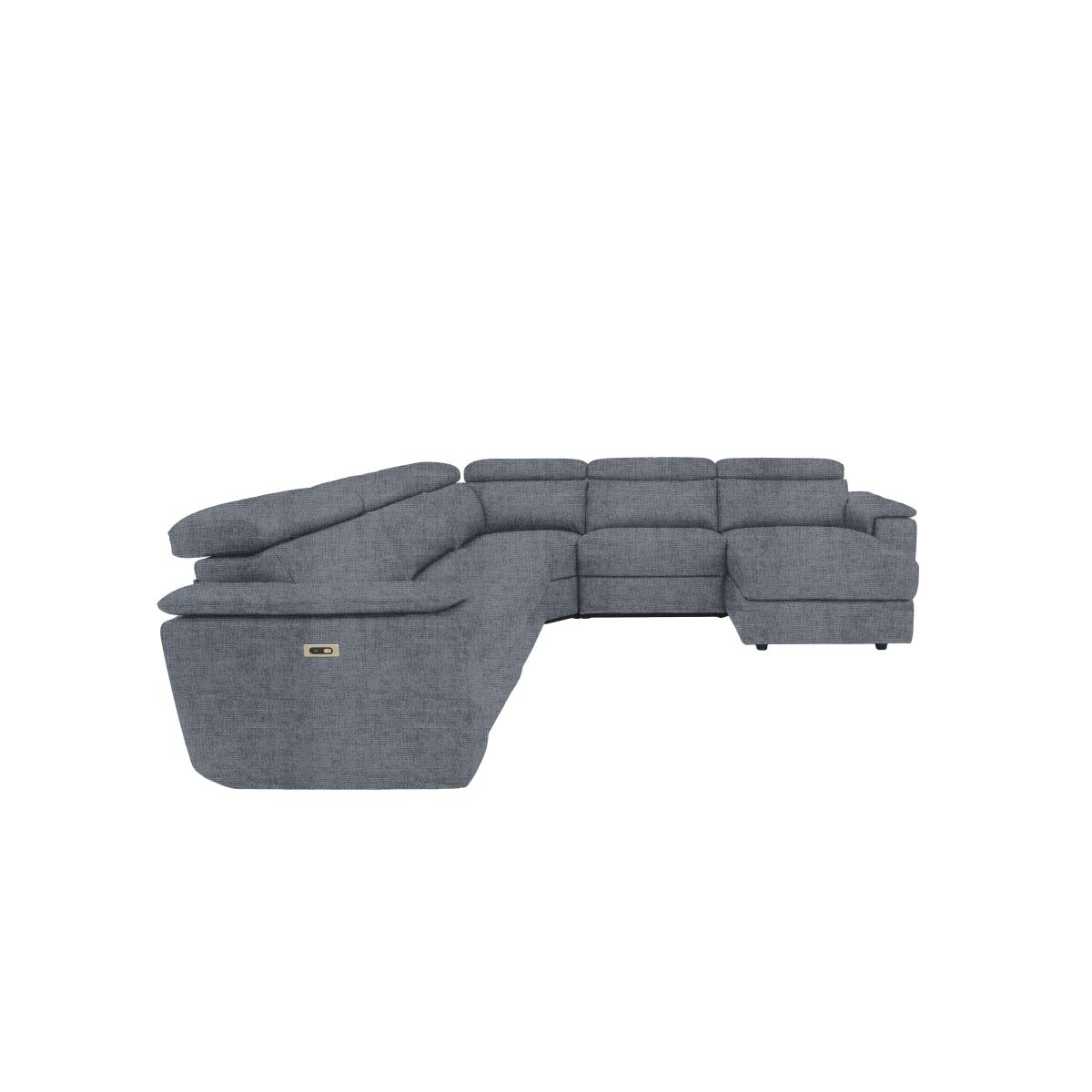 Nicoletti Italia - Davide Large Fabric Left Hand Facing Corner Power Recliner Sofa with Chaise End - Selma Mattone – image 5