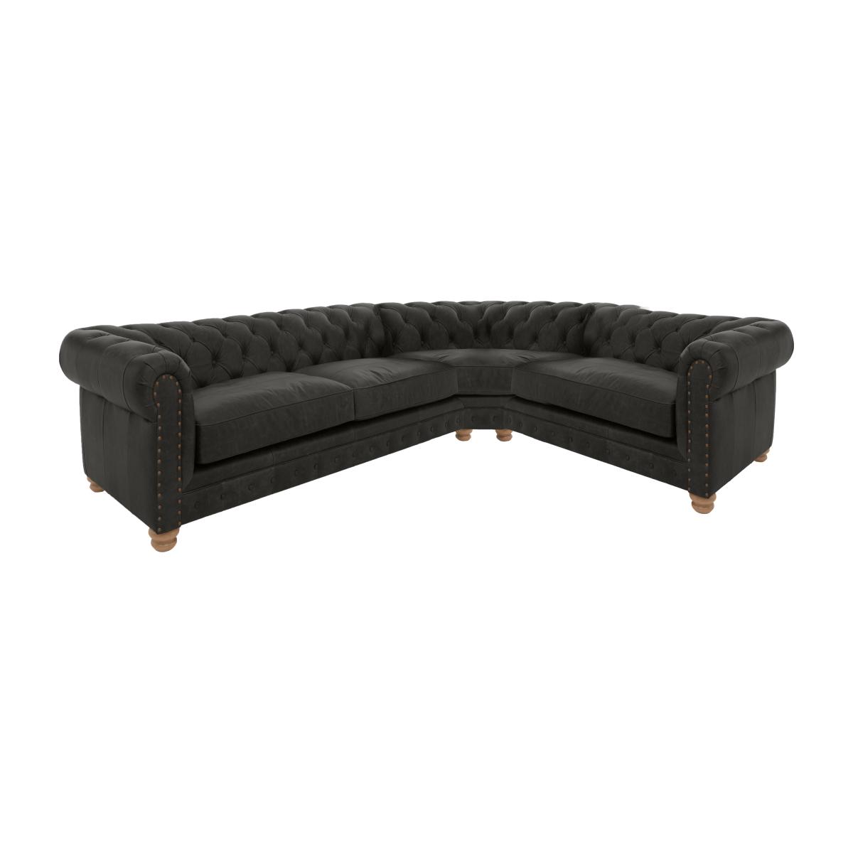Alexander and James - Chesterfield Collection Hugo Small Leather Right Hand Facing Corner Sofa - Saxon with Studs - Oak Feet