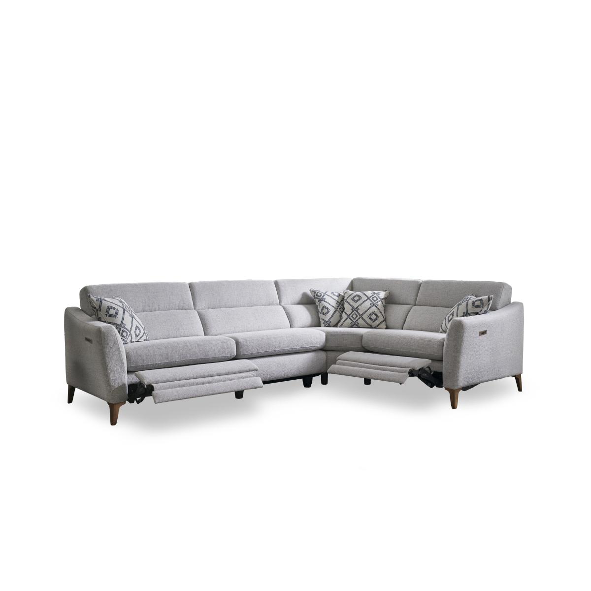 Moderna Power Recliner Right Hand Facing Corner Sofa with Power Telescopic Headrests – image 4