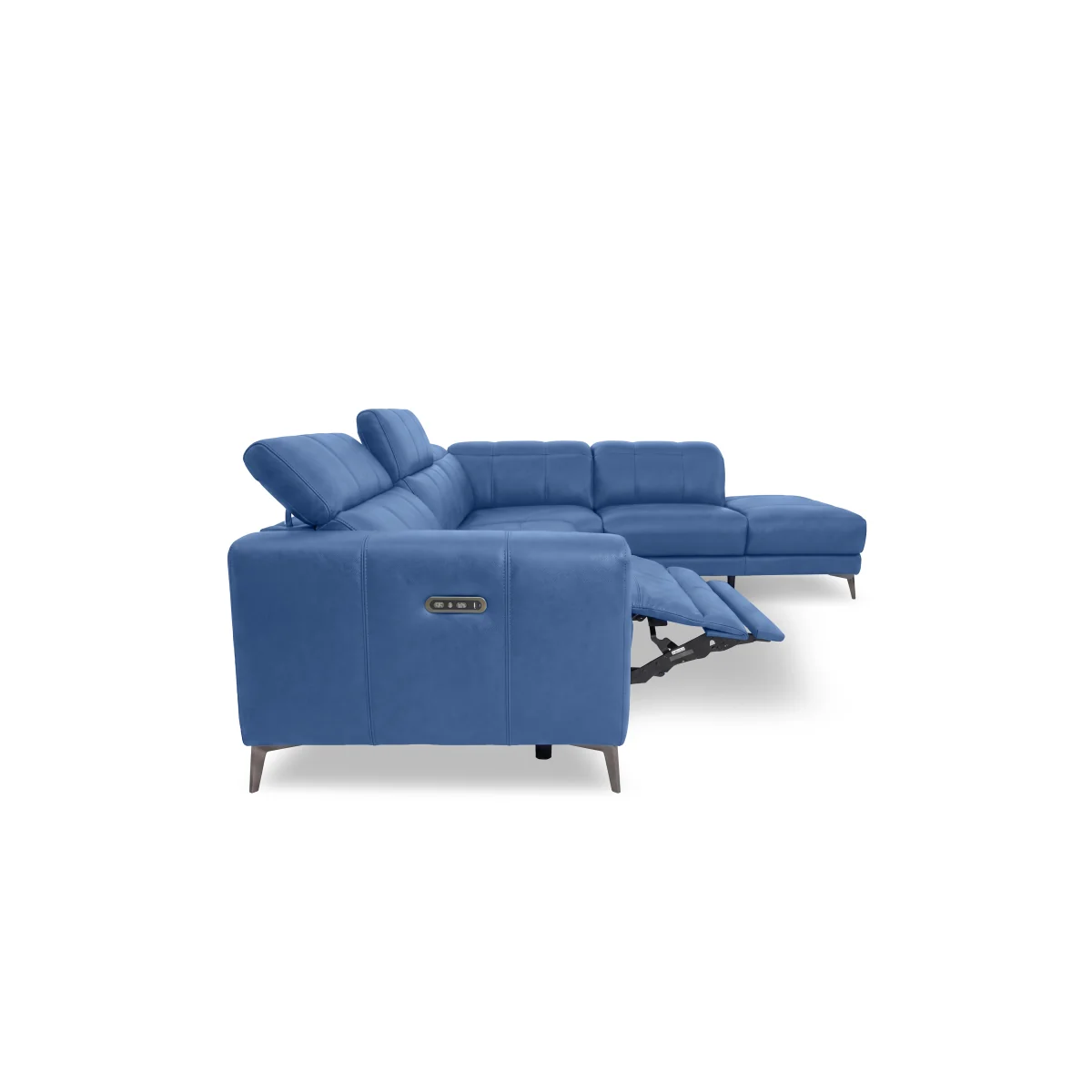 Ezra Leather Power Recliner Chaise End Right Hand Facing Corner Sofa with Power Headrests - Peacock - Sofas and Armchairs - In Time for Christmas – image 4
