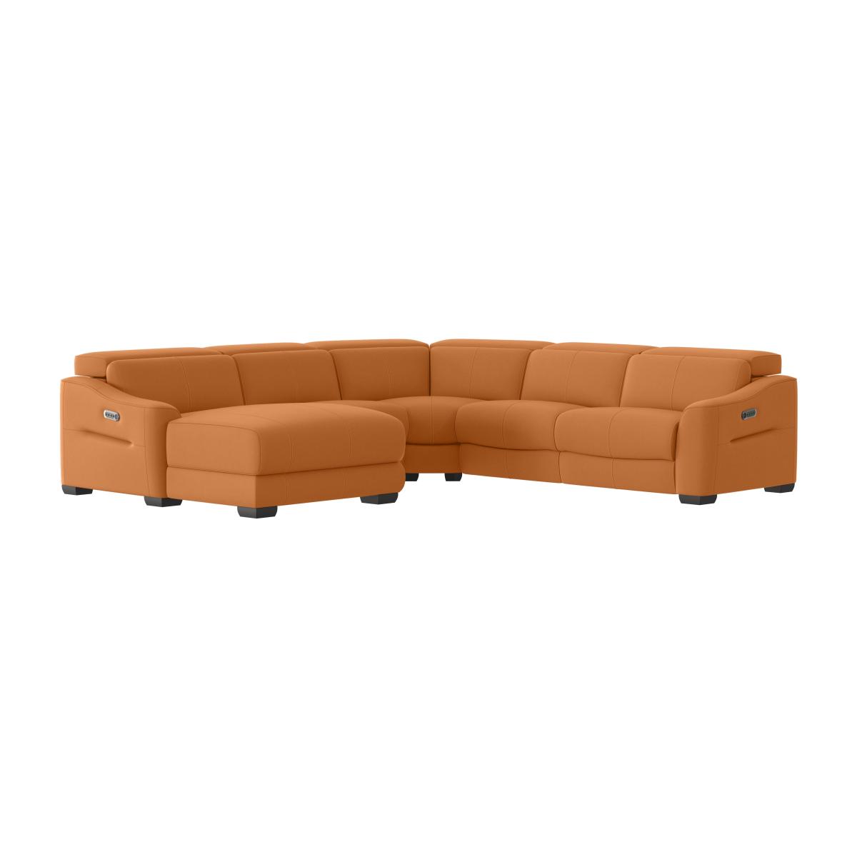 Xavier NC Leather Left Hand Facing Corner Chaise Power Recliner Sofa with Headrests - NC Honey Yellow – image 1
