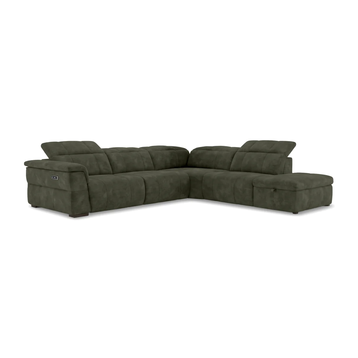 Fabric Power Recliner Right Hand Facing Corner Sofa with Headrests and Storage Chaise End - Olive Green - Sofas and Armchairs - In Time for Christmas – image 1