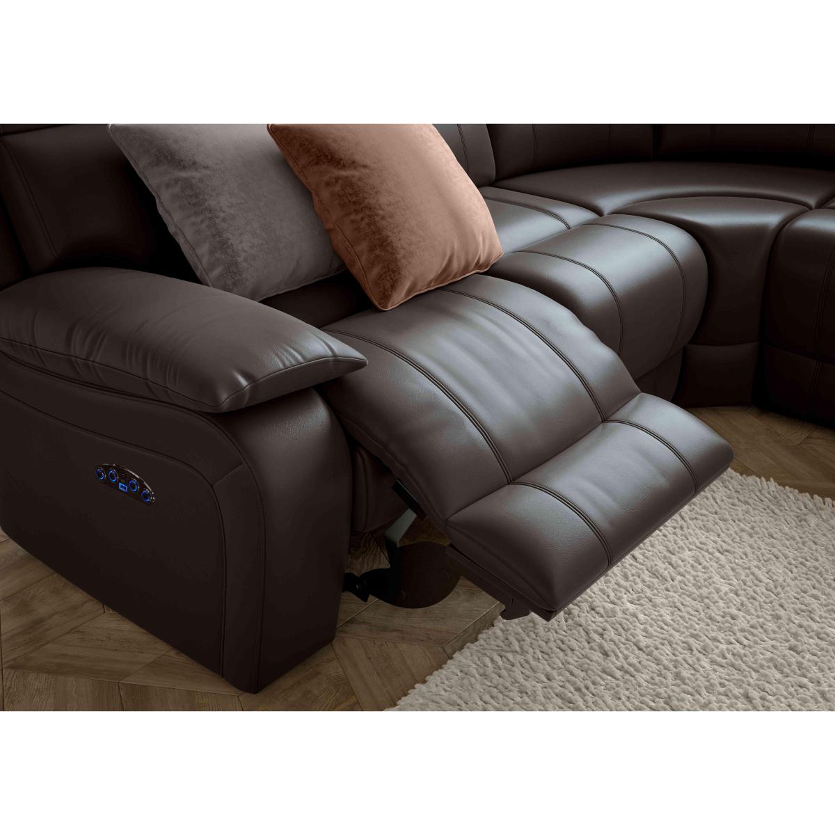 Moreno SK Leather Power Recliner Corner Sofa with Power Headrests - Dark Brown – image 6