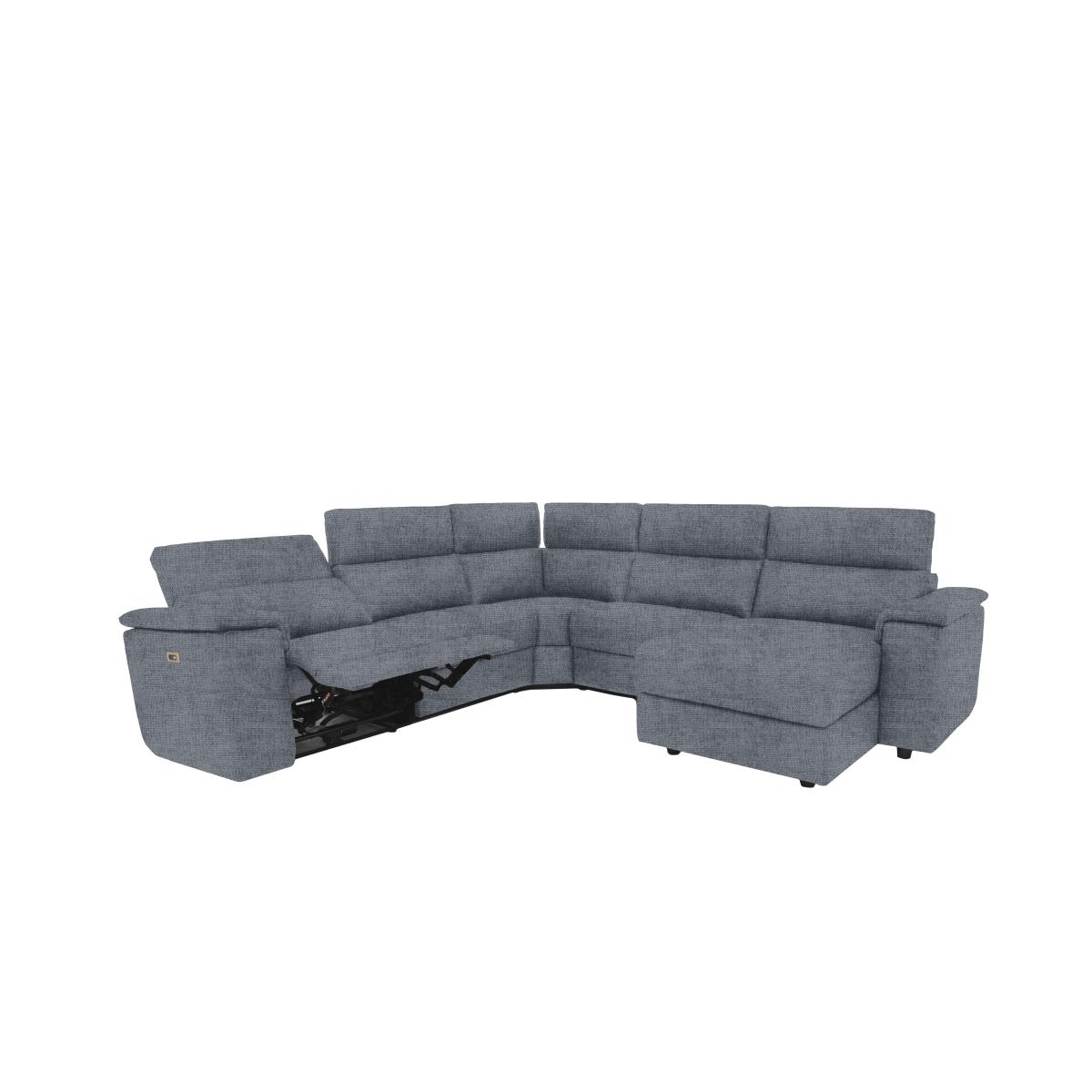 Nicoletti Italia - Davide Large Fabric Left Hand Facing Corner Power Recliner Sofa with Chaise End - Selma Grigio – image 2