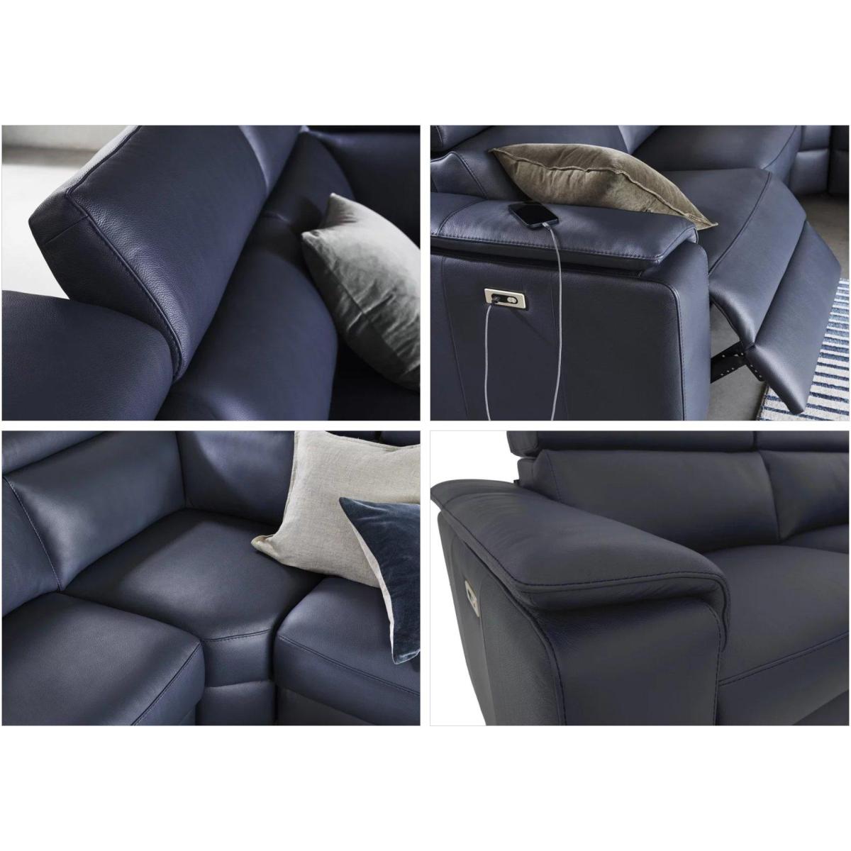 Nicoletti - Davide Large Leather Corner Power Recliner Sofa with Chaise End – image 4