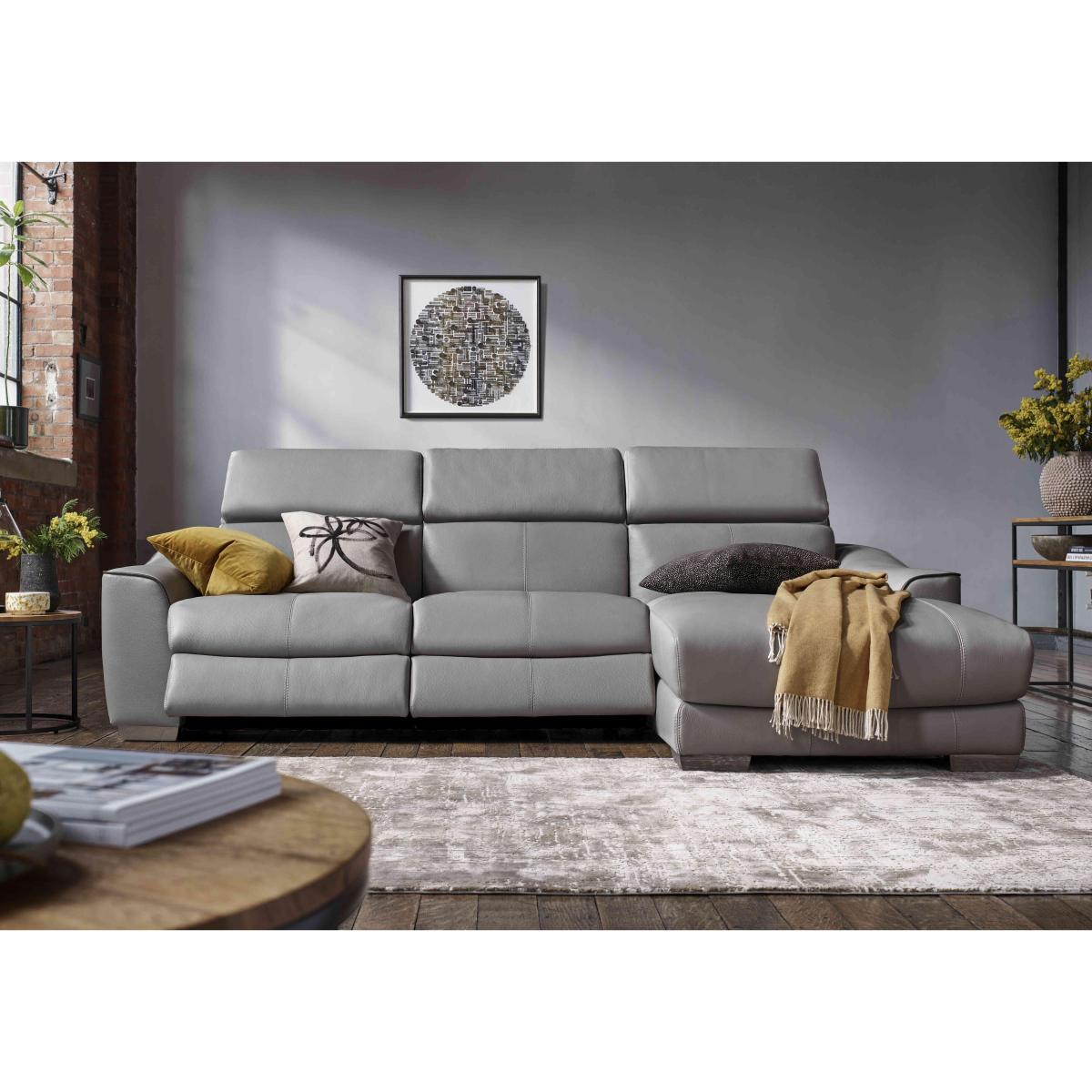 Xavier HW Leather Double Power Recliner Left Hand Facing Chaise End Sofa with Power Headrests - Ocean Blue – image 2