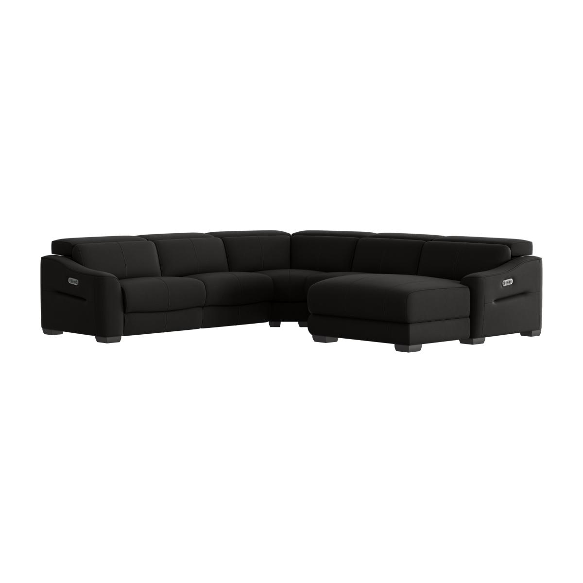 Xavier BV Leather Right Hand Facing Corner Chaise Power Recliner Sofa with Headrests - Classic Black – image 1