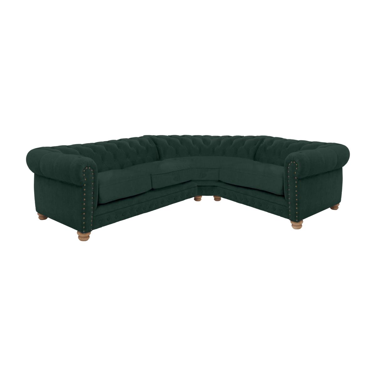 Alexander and James - Chesterfield Collection Hugo Small Fabric Right Hand Facing Corner Sofa - Honeycreeper - Oak Feet with Studs