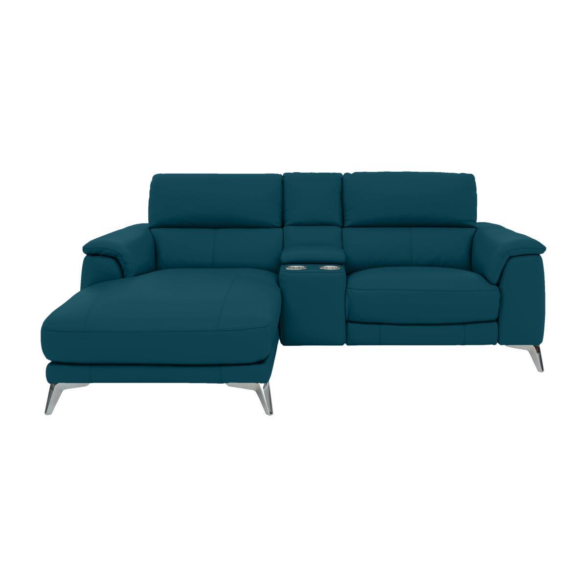 Odyssey Leather Recliner Chaise Sofa with Cupholders and Power Headrests - Blue- World of Leather – image 1