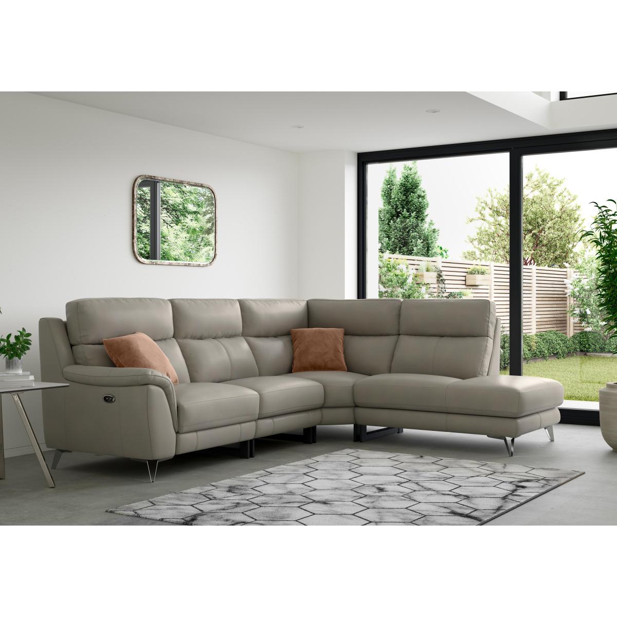 Contempo Chaise End Leather Sofa - Grey – image 2