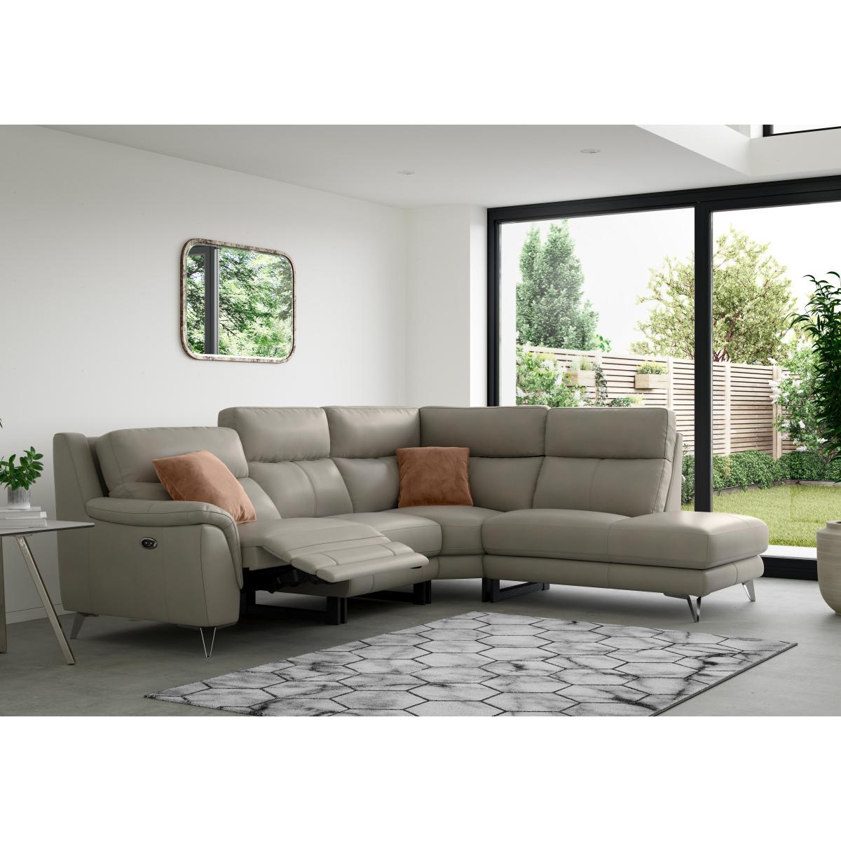 Contempo Chaise End Leather Sofa - Grey – image 3