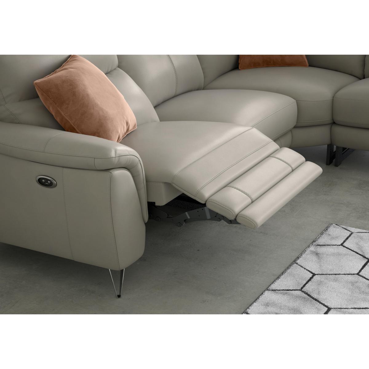 Contempo Chaise End Leather Sofa - Grey – image 5