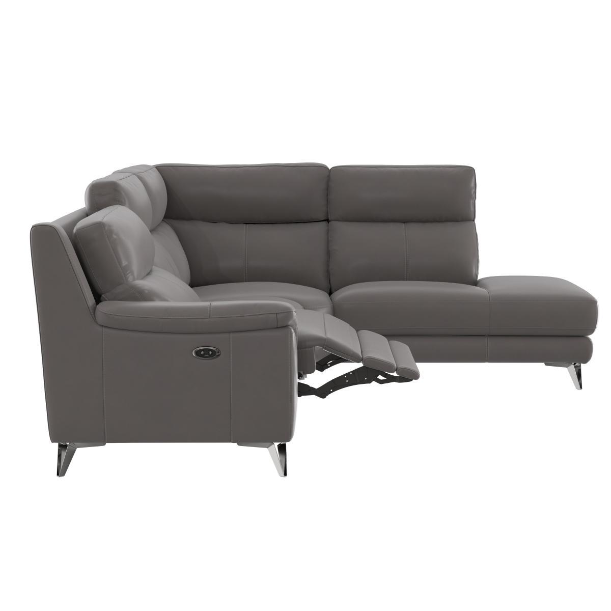 Contempo Chaise End Leather Sofa - Grey – image 9