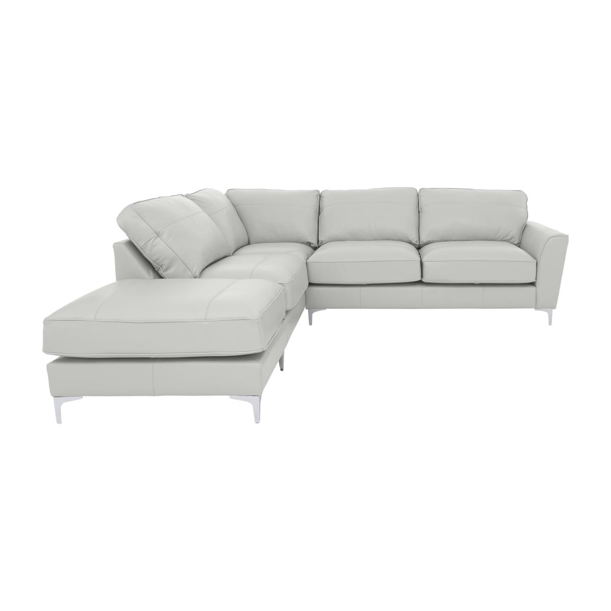 Legend Classic Back Leather Left Hand Facing Corner Sofa with Chrome Feet - Verona Pearl – image 1