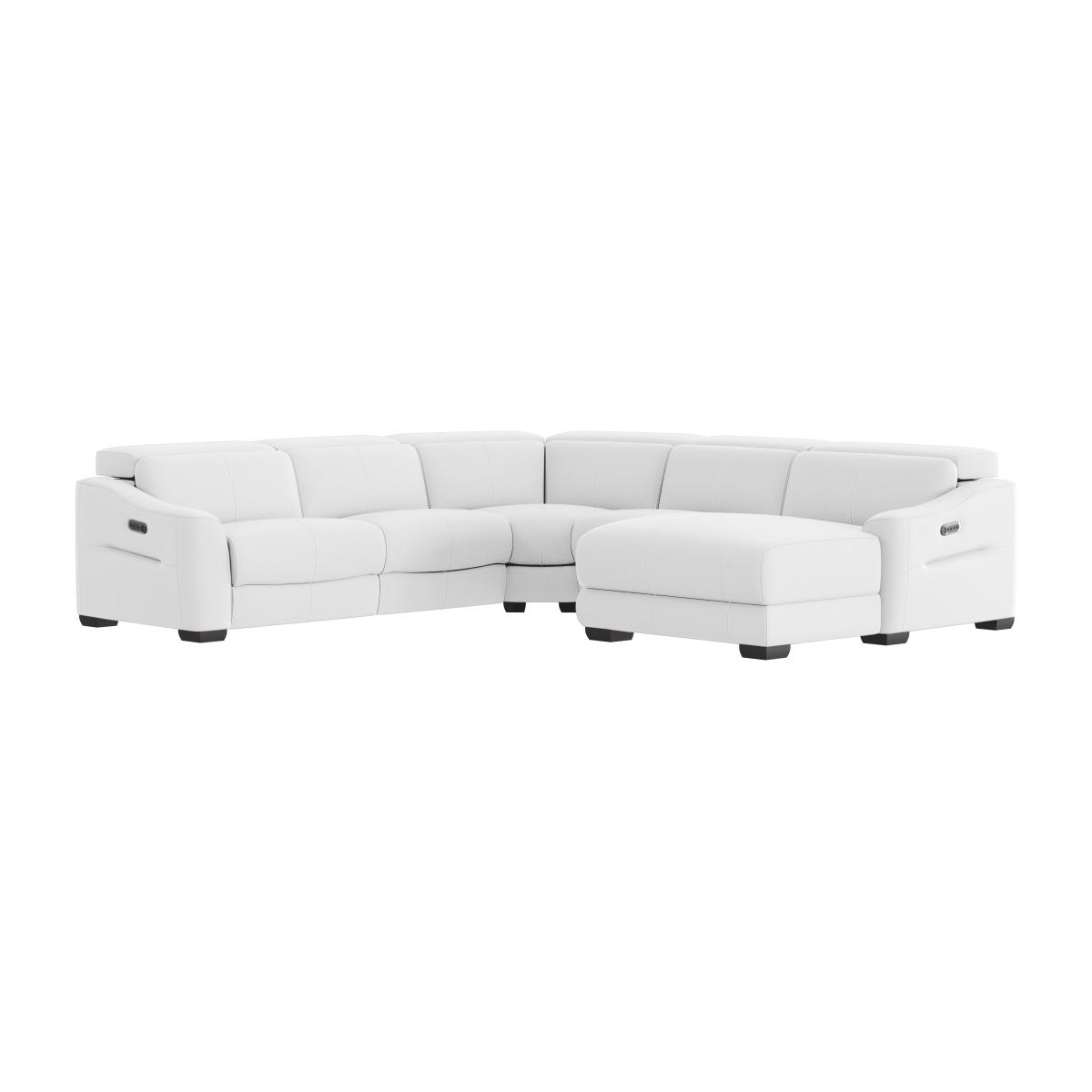 Xavier BV Leather Right Hand Facing Corner Chaise Power Recliner Sofa with Headrests - BV Star White – image 1