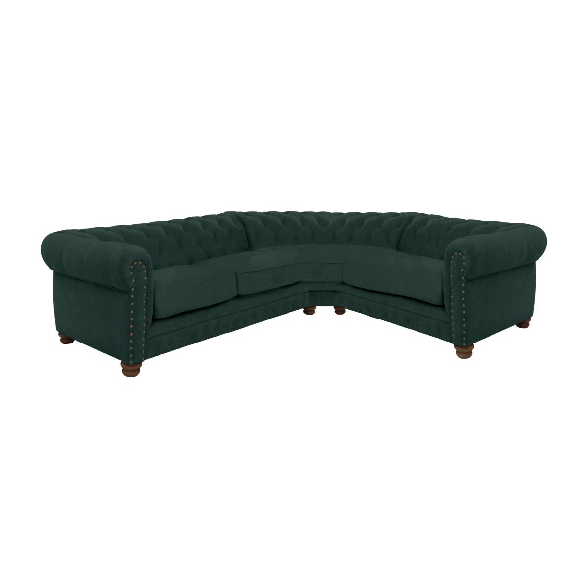 Alexander and James - Chesterfield Collection Hugo Small Fabric Right Hand Facing Corner Sofa - Honeycreeper with Studs - Dark Feet