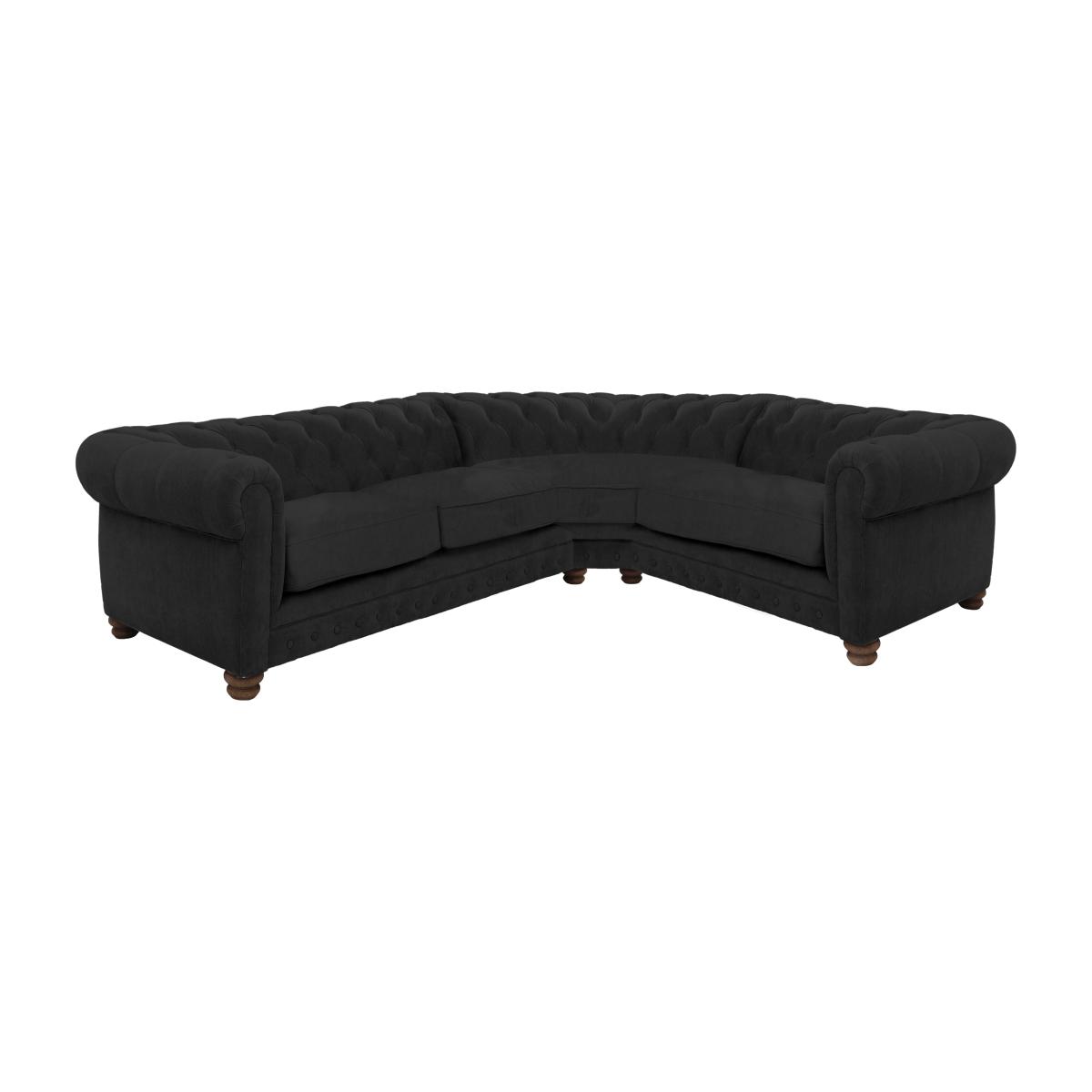 Alexander and James - Chesterfield Collection Hugo Small Fabric Right Hand Facing Corner Sofa - Chocolate - Dark Feet