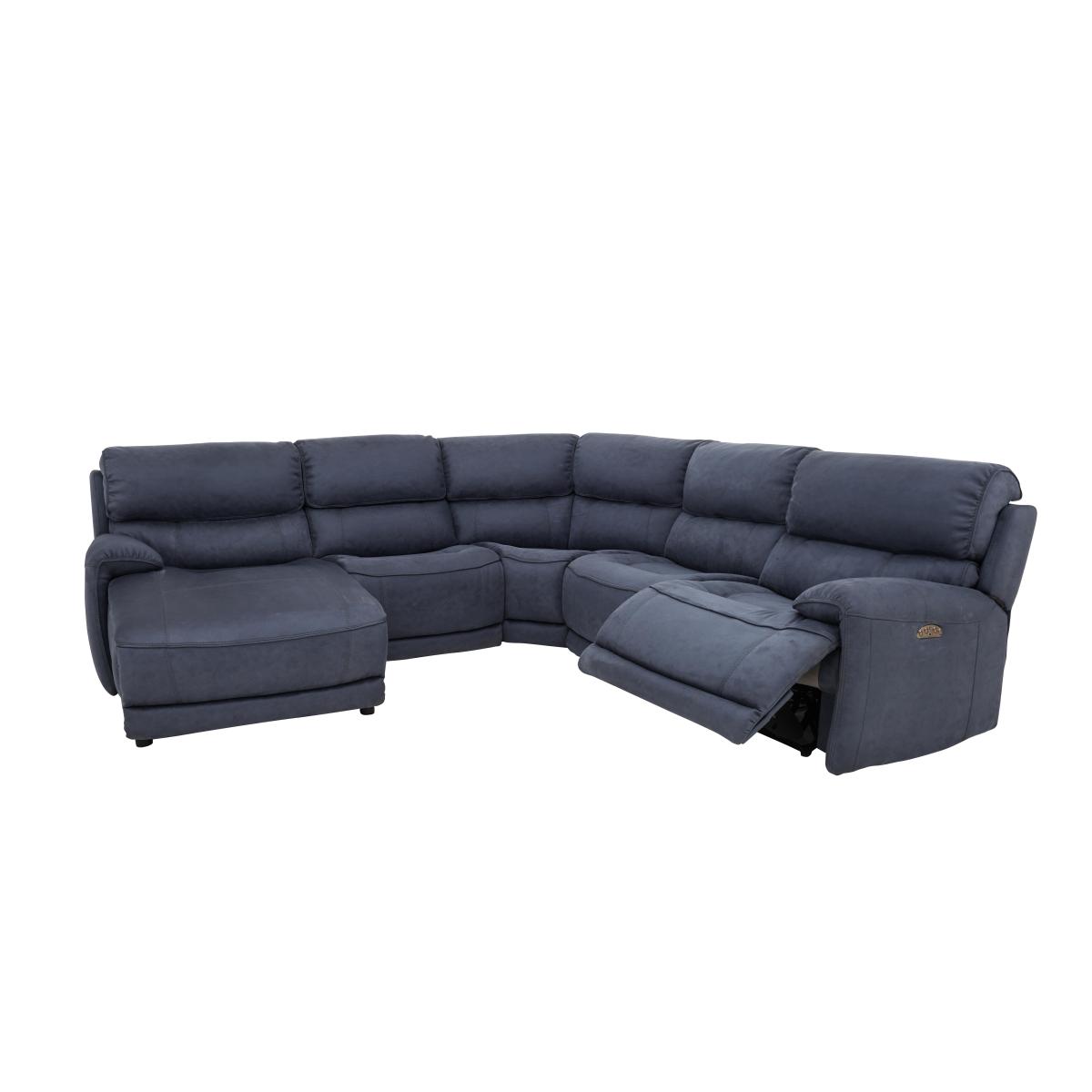Link Fabric Left Hand Facing Corner Chaise Power Sofa - Cream – image 4