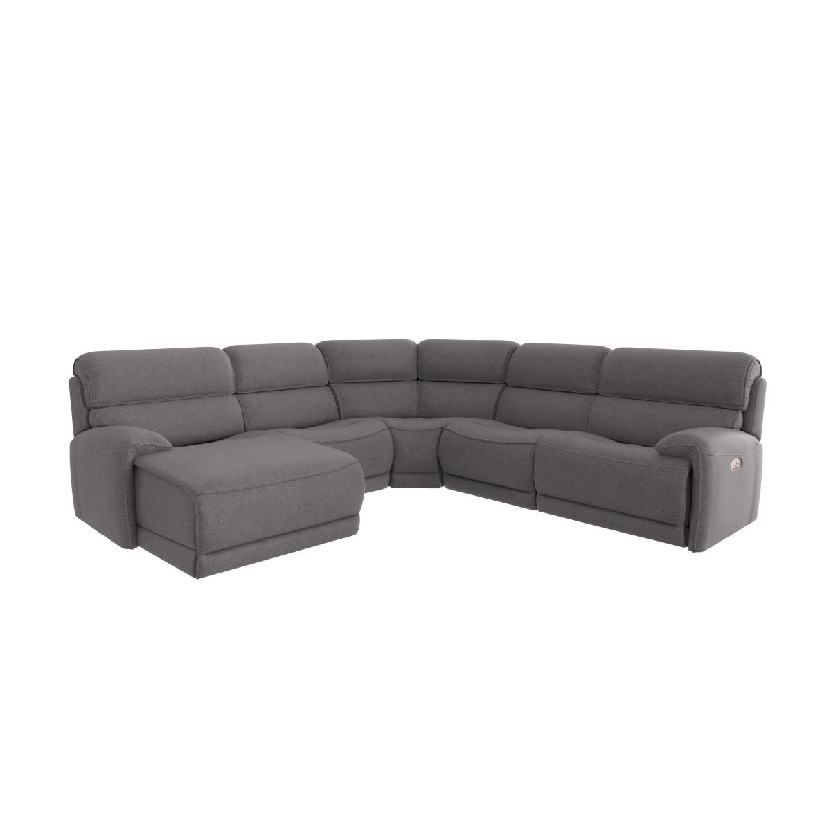 Link Fabric Left Hand Facing Corner Chaise Power Sofa - Cream – image 5