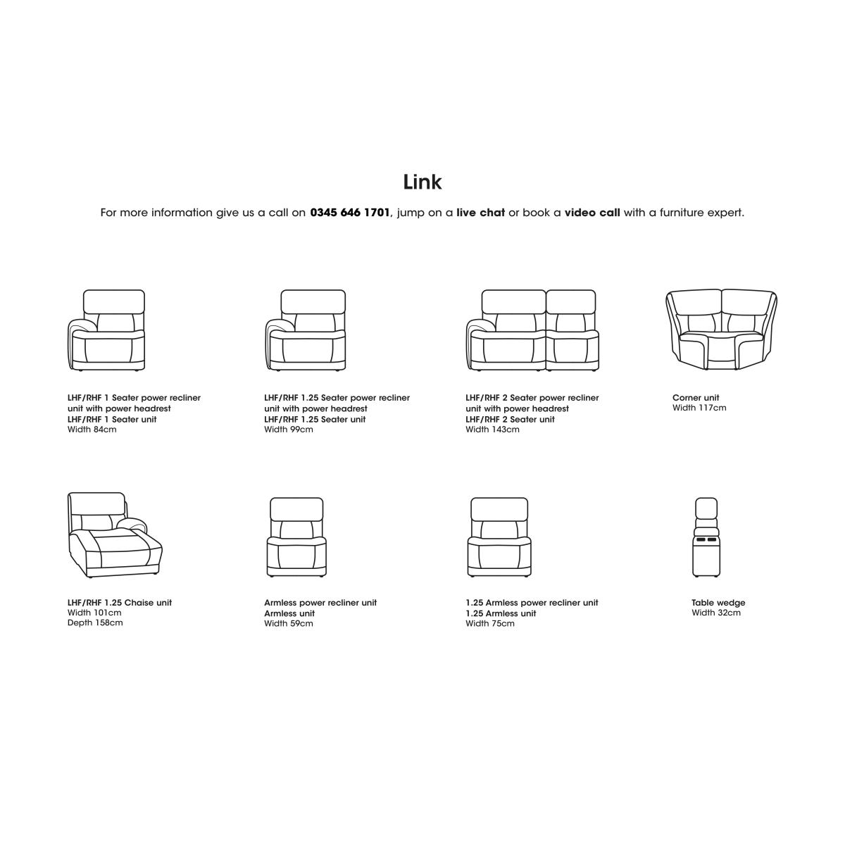 Link Fabric Left Hand Facing Corner Chaise Power Sofa - Cream – image 7