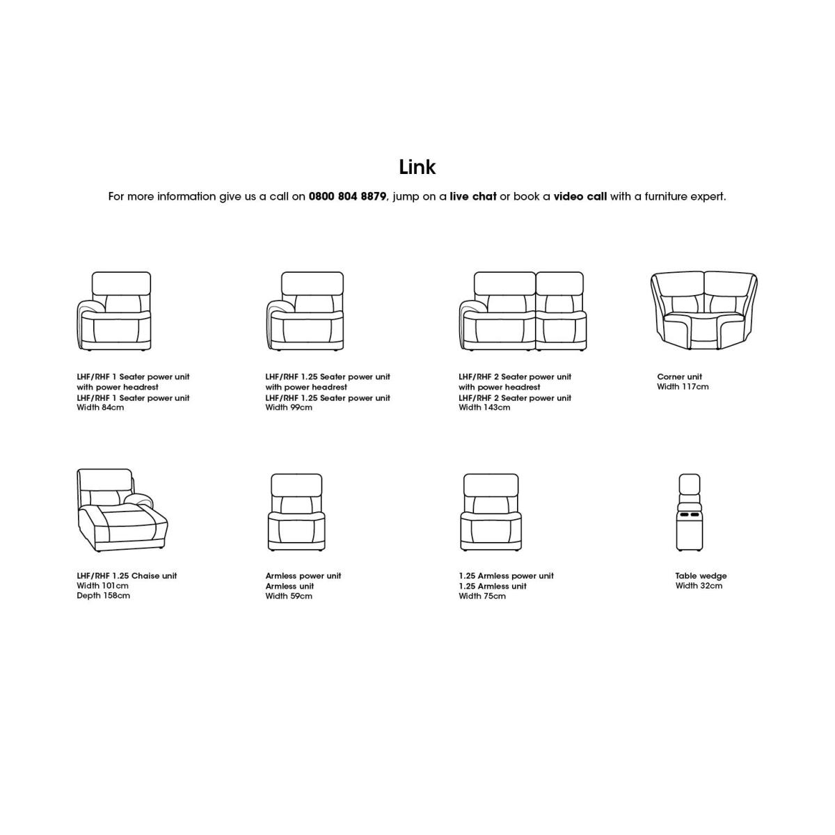 Link Fabric Left Hand Facing Corner Chaise Power Sofa - Cream – image 8
