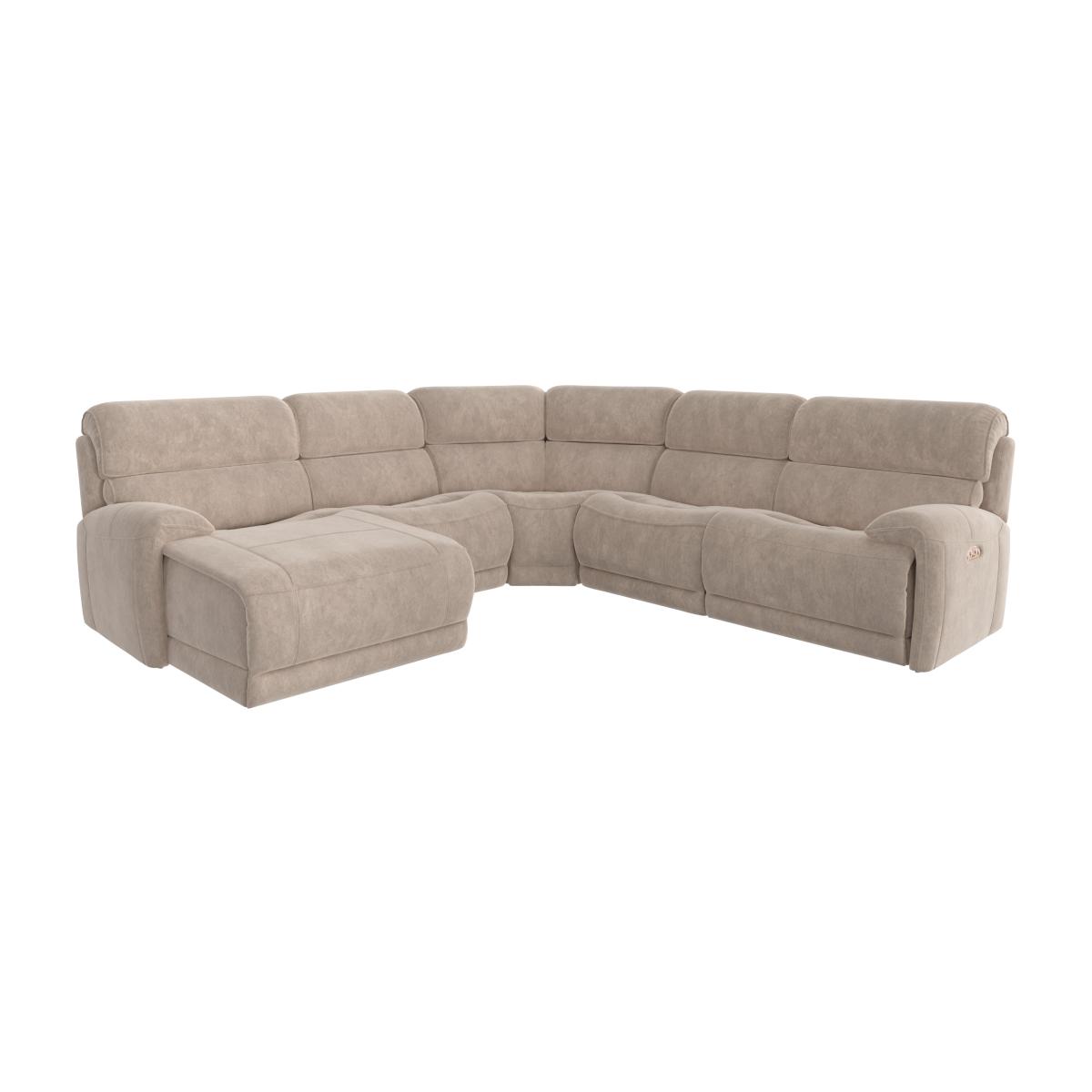 Link Fabric Left Hand Facing Corner Chaise Power Sofa - Cream – image 1